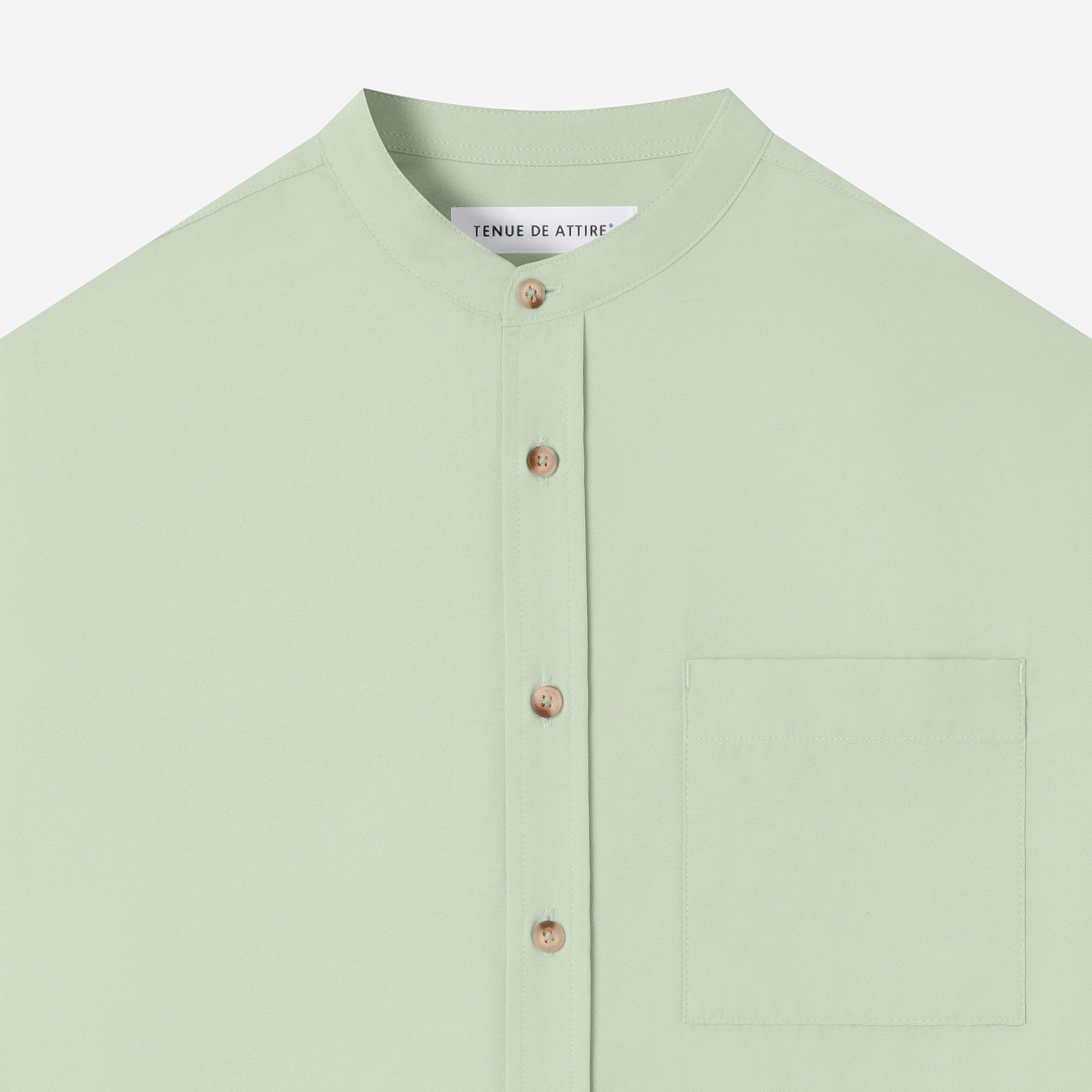 Everyday Band Collar Long Sleeve Shirt - Light Green