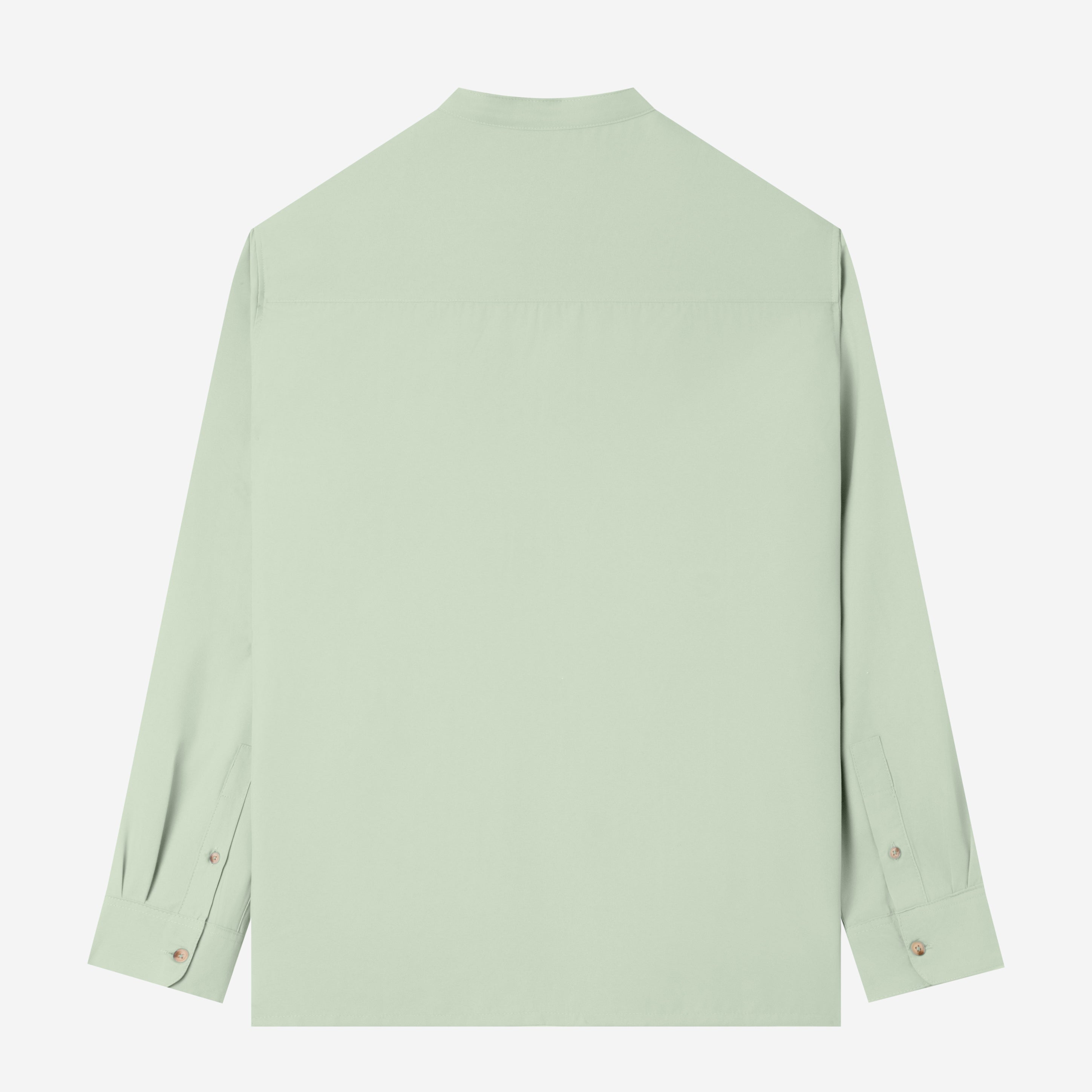 Everyday Band Collar Long Sleeve Shirt - Light Green