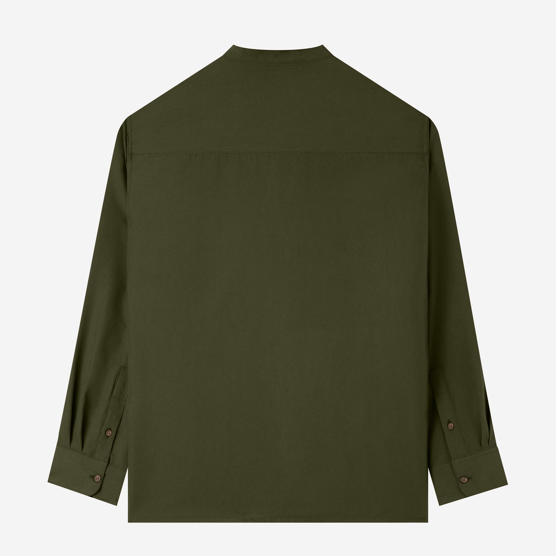 FACTORY SALE - Everyday Band Collar Long Sleeve Shirt - Dark Green
