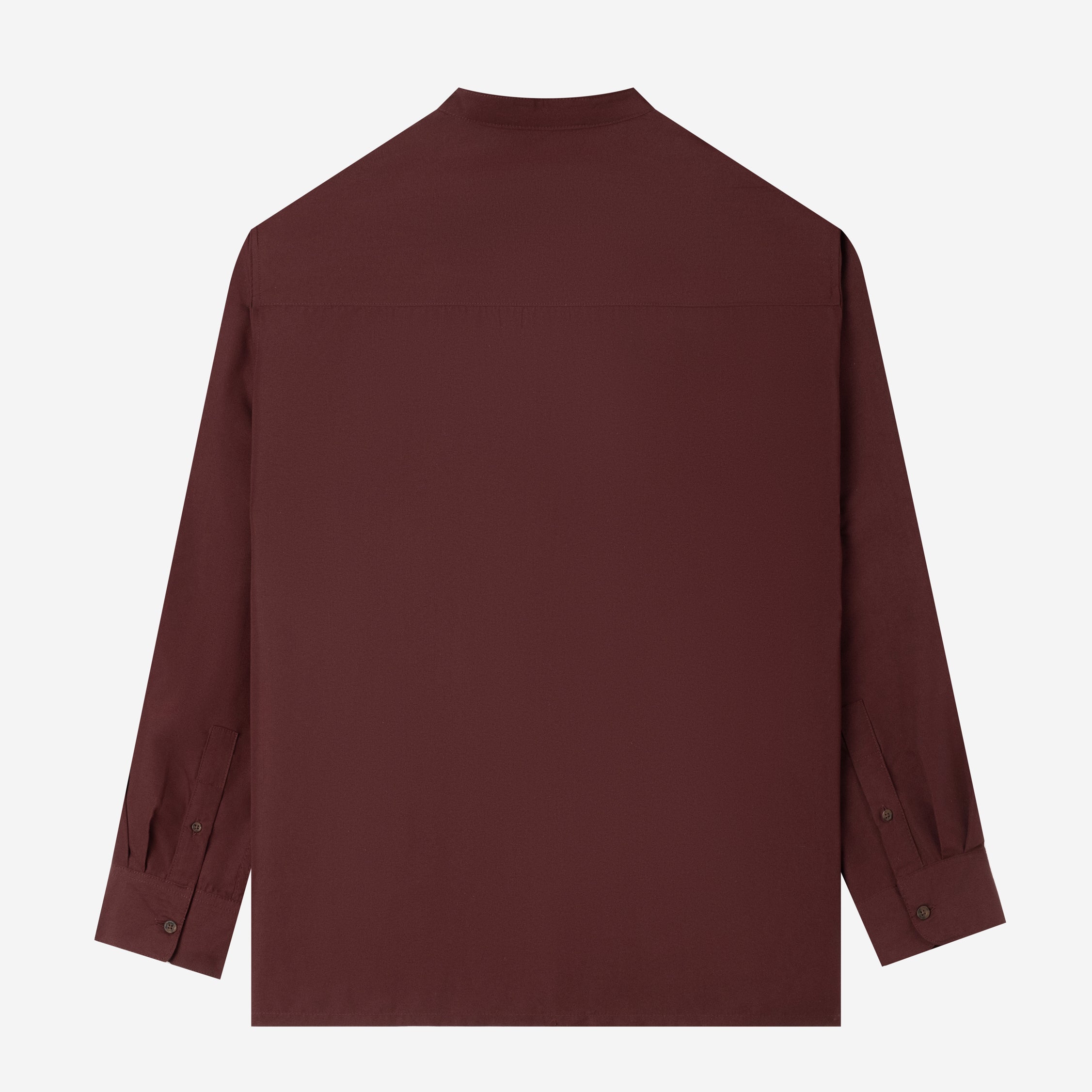 Everyday Band Collar Long Sleeve Shirt - Burgundy