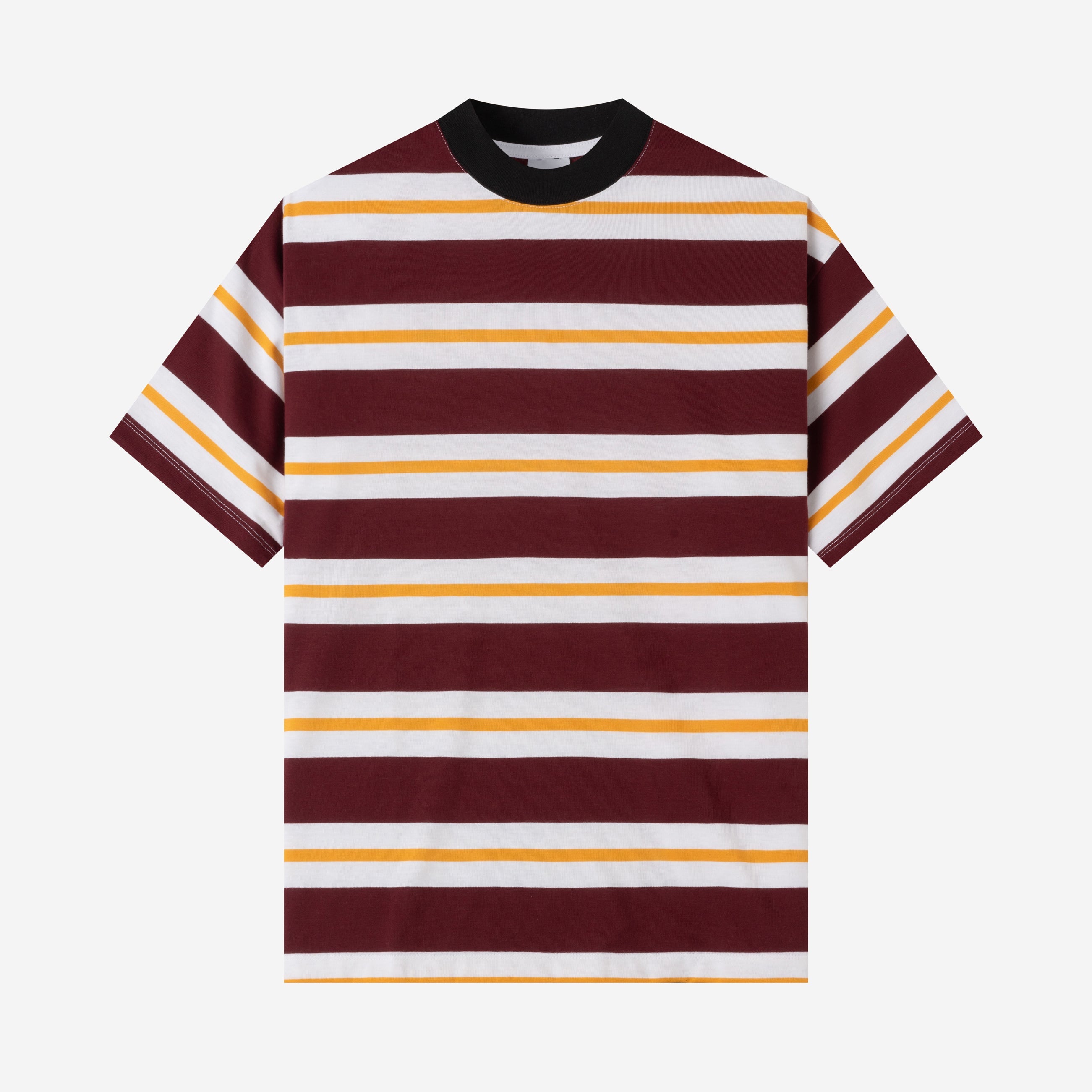 Everyday Stripes Tees - Maroon Yellow