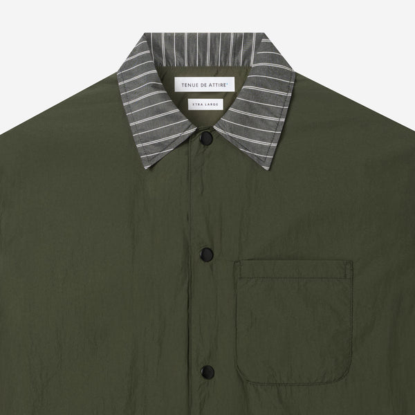 TENUE Coach Jacket Kerah Stripes - Olive - Everyday