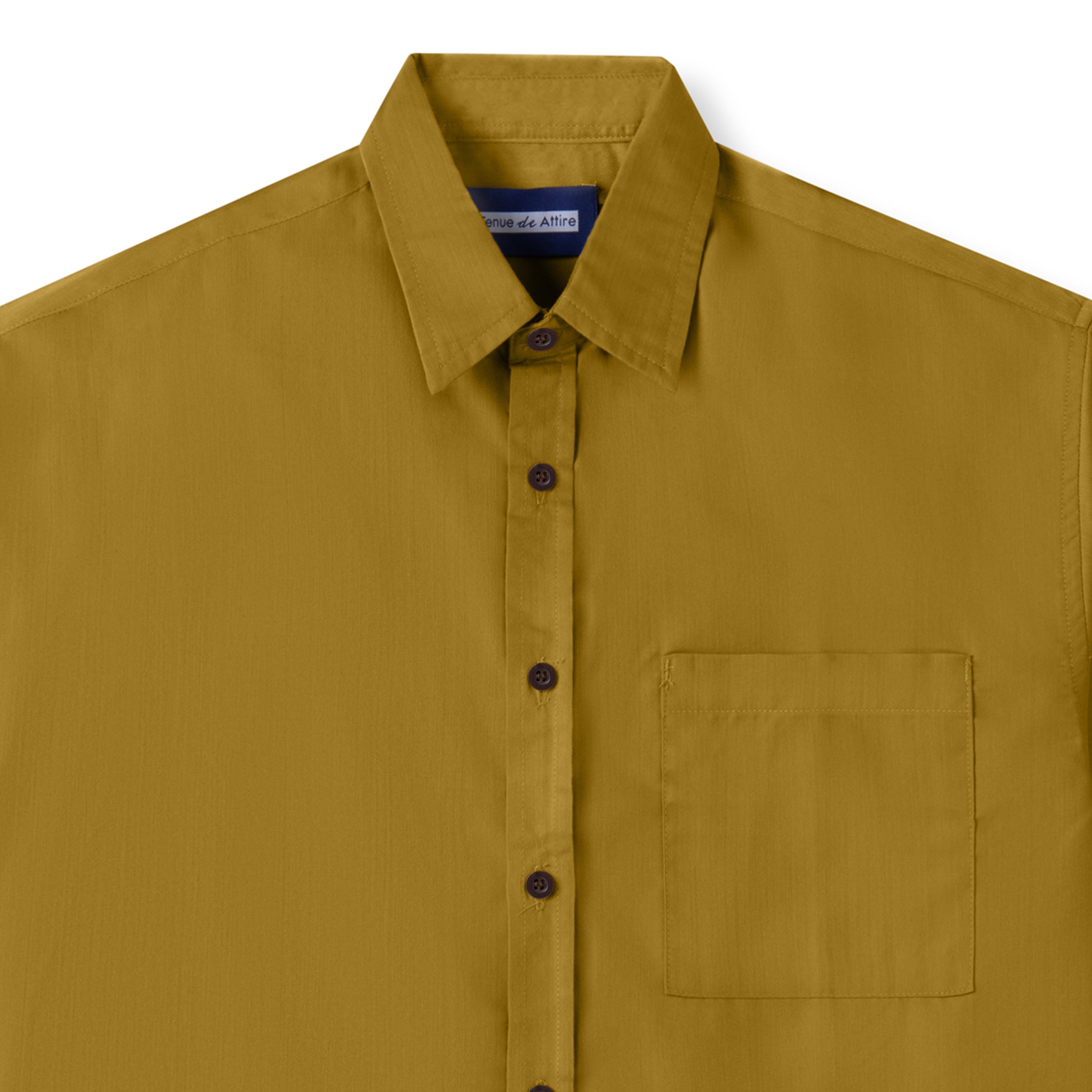 The Prep Shirt Regular - Dark Mustard Brown Button