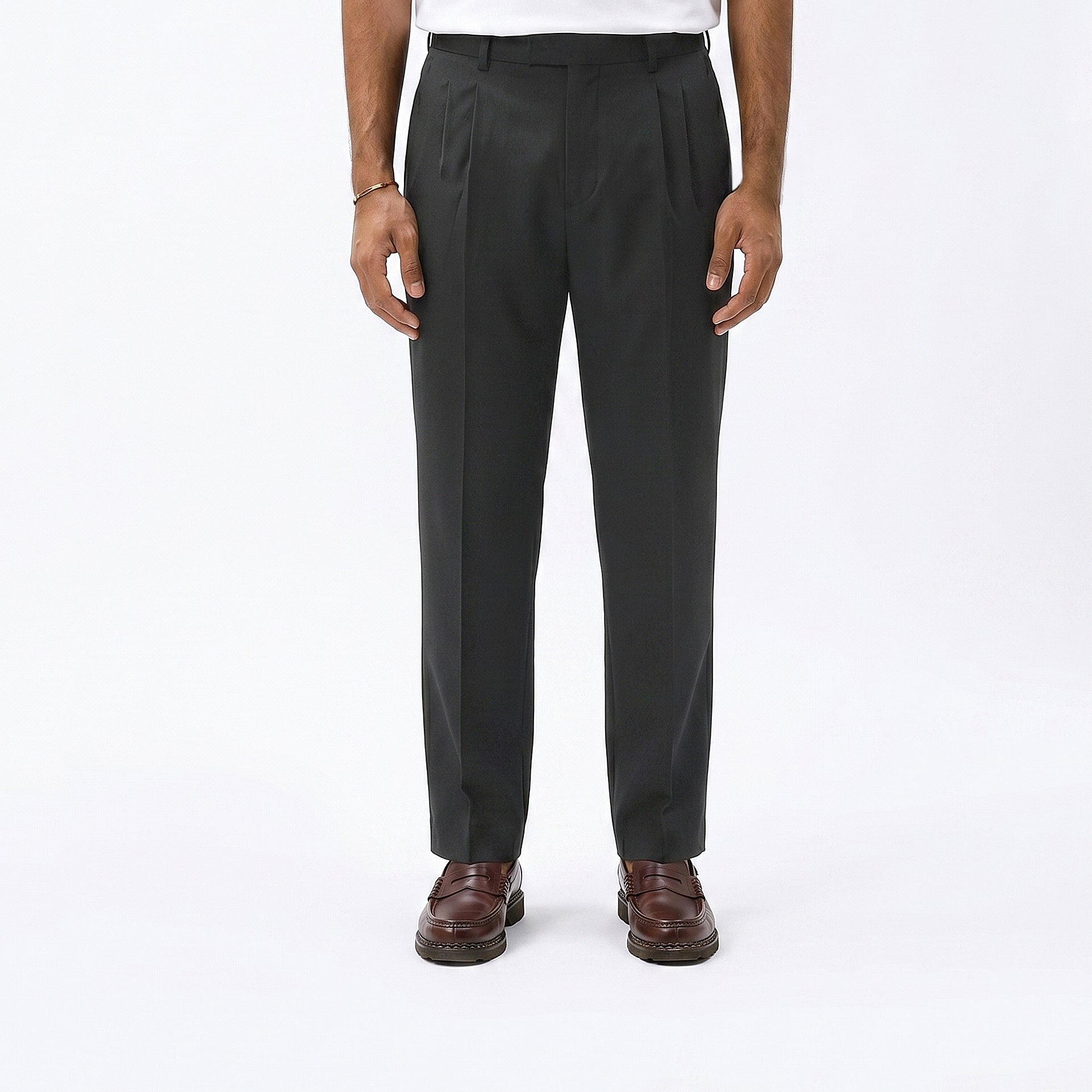 Pleated Ankle Pants - Dark Grey