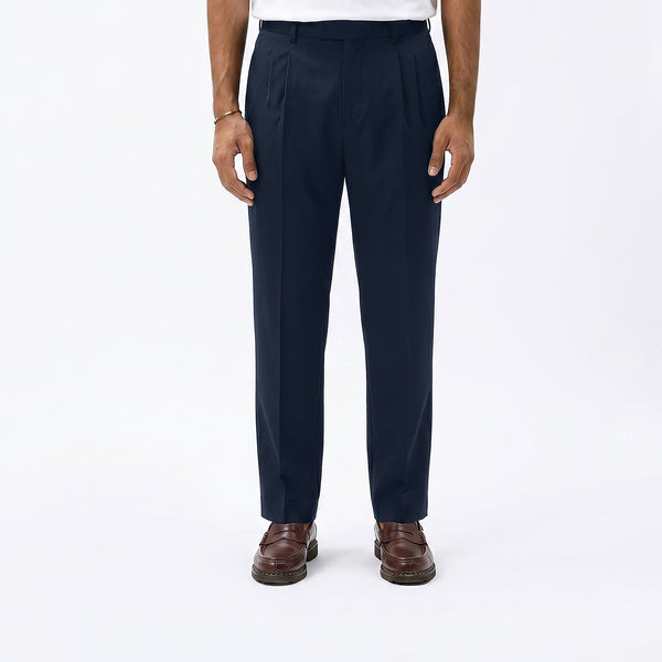 Pleated Ankle Pants - Navy