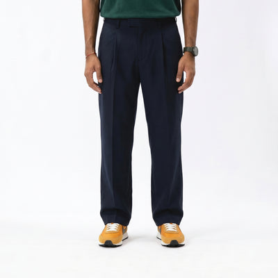 Pleated Tapered Pants - Navy
