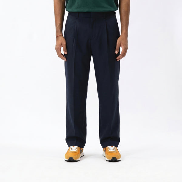 Pleated Tapered Pants - Navy