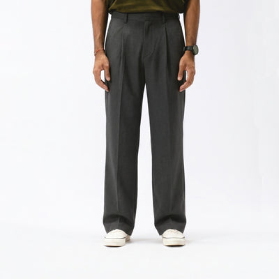 Pleated Tapered Pants - Dark Grey