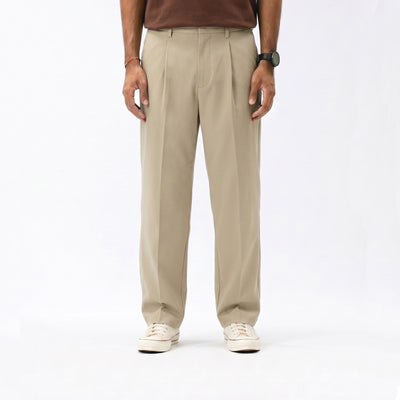 Pleated Tapered Pants - Khaki