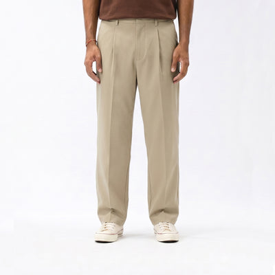 Pleated Tapered Pants - Khaki