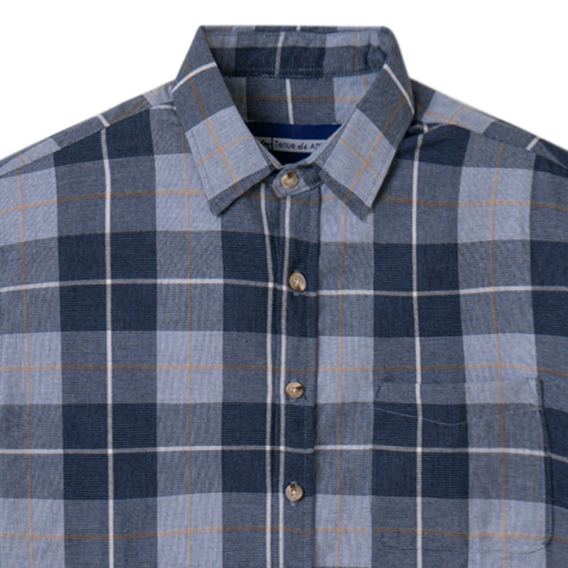 Everyday Flannel Short Sleeve - Blue Square