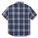 Everyday Flannel Short Sleeve - Blue Square