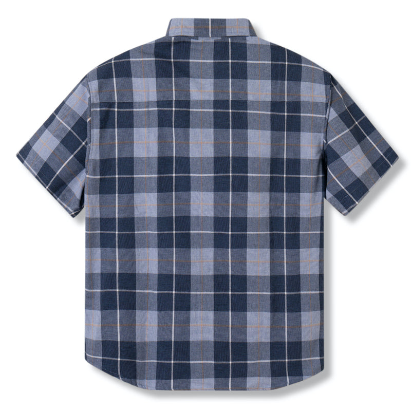 Everyday Flannel Short Sleeve - Blue Square