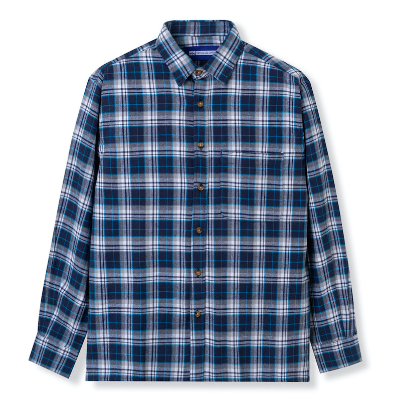 Everyday Flannel Long Sleeve - Navy Blue Line