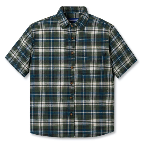 Everyday Flannel Short Sleeve - Green White Line