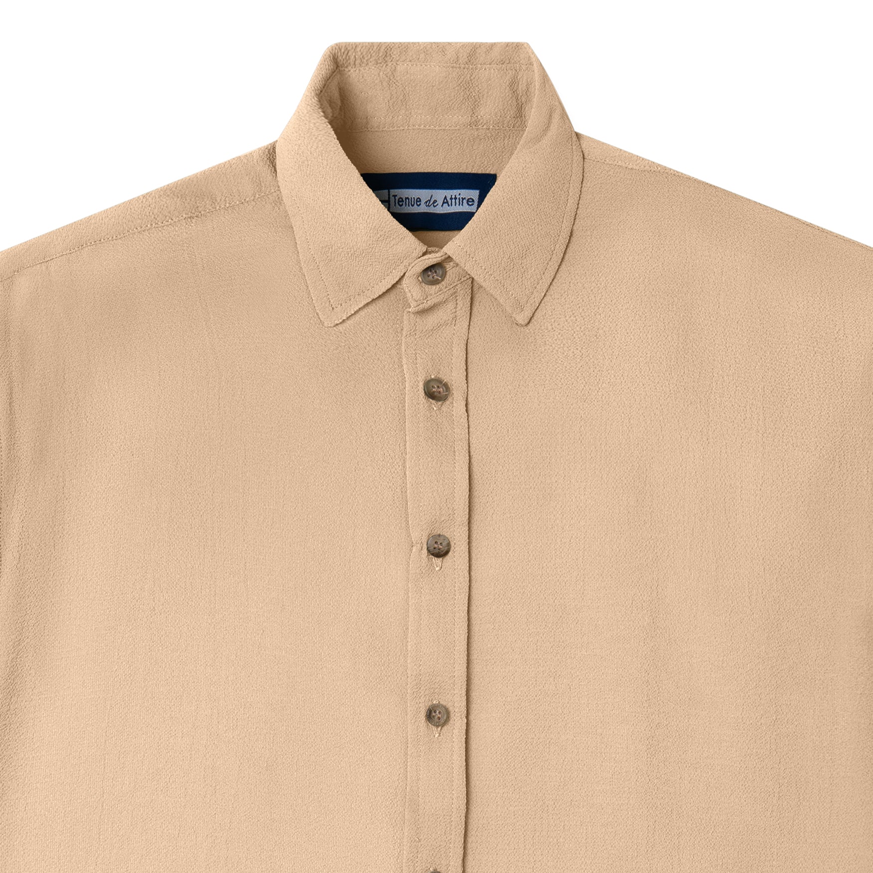 Beige Crinkle Long Sleeve Button Up Shirt