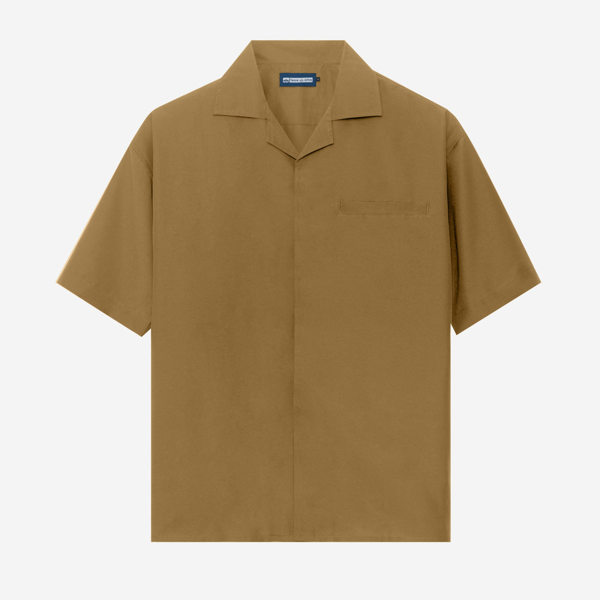 Kemeja Bowling - Escargot Short Sleeve Shirt Hidden Button - Khaki