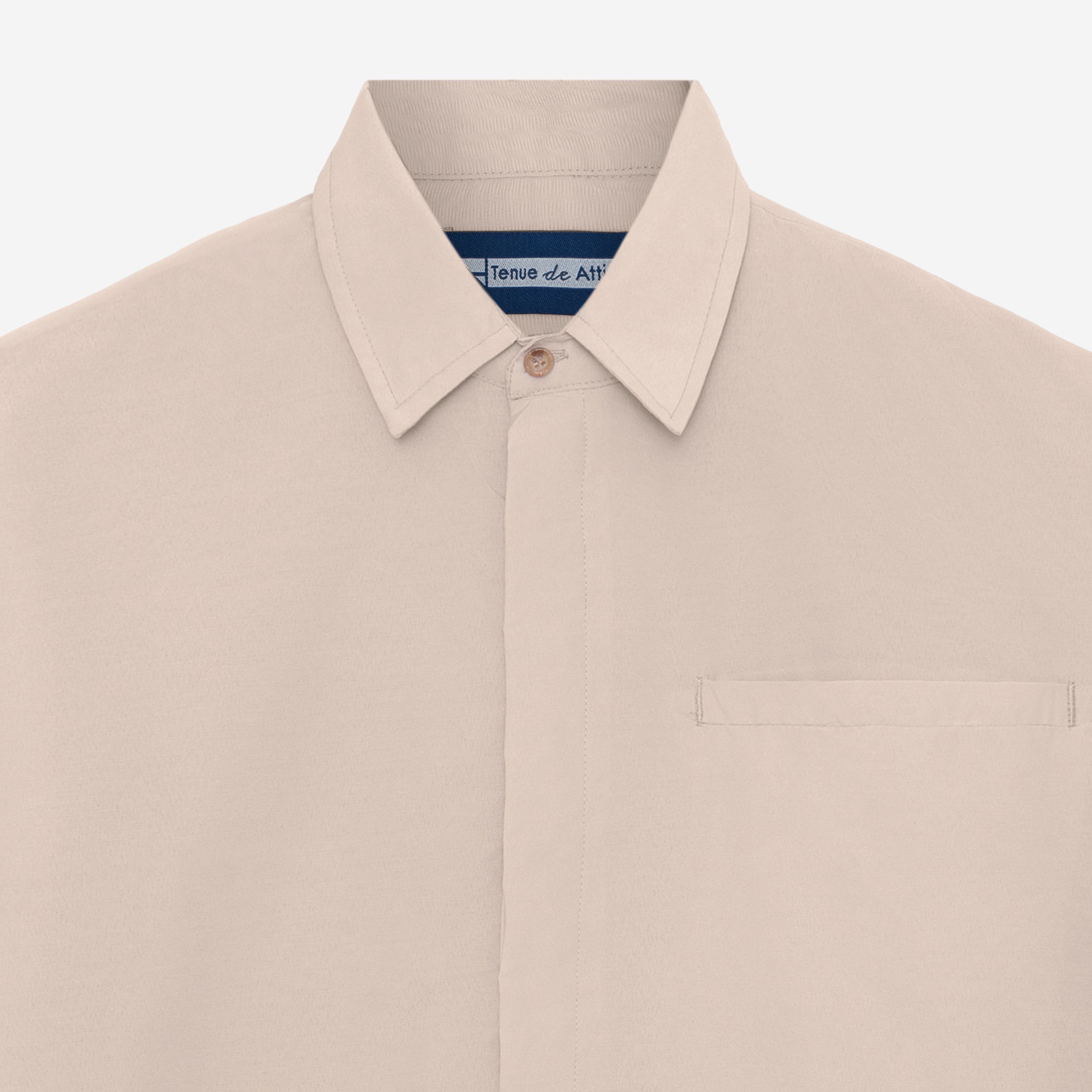 Escargot Long Sleeve Shirt Hidden Button - Soft Khaki