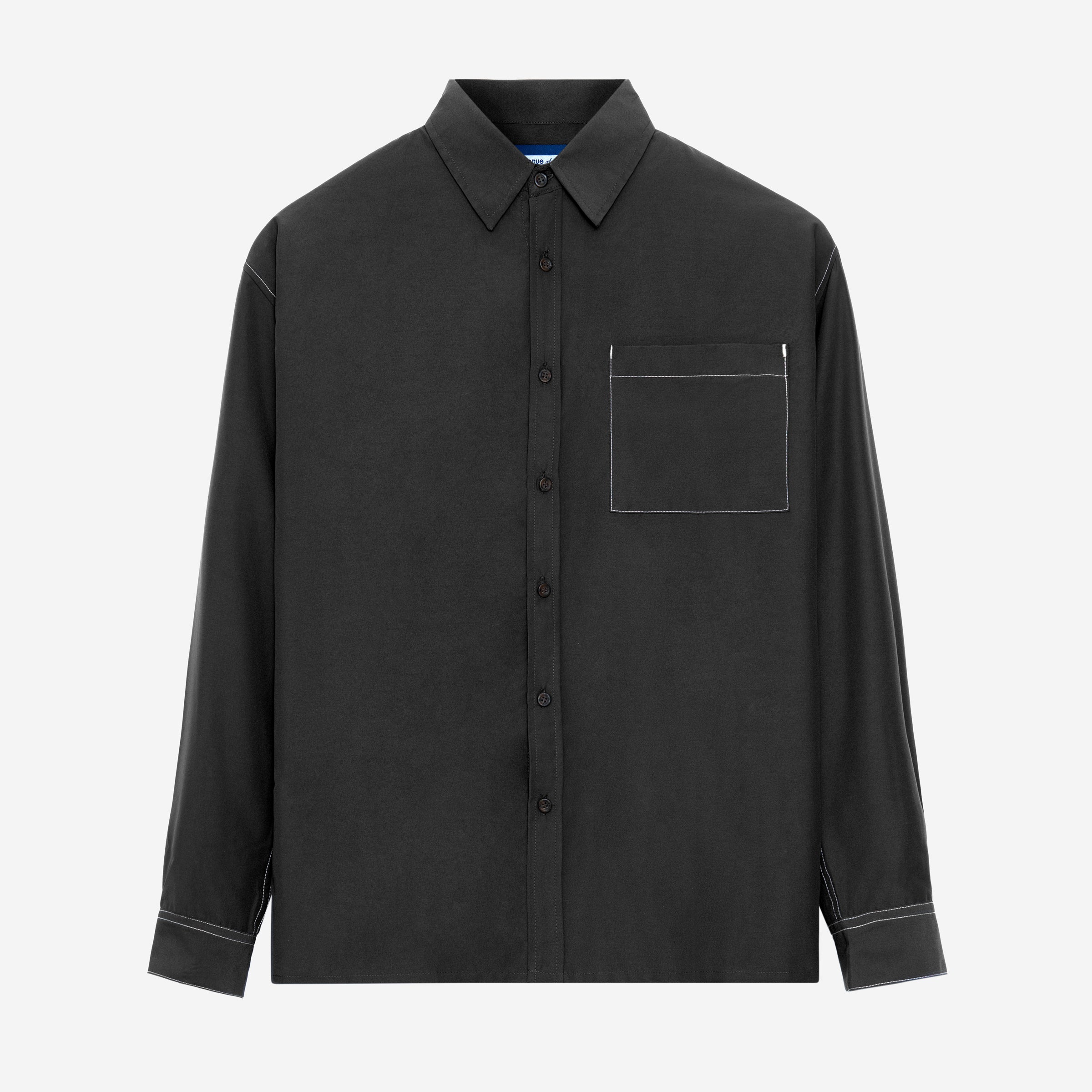 FACTORY SALE - Escargot Long Sleeve Shirt White Stitch - Black