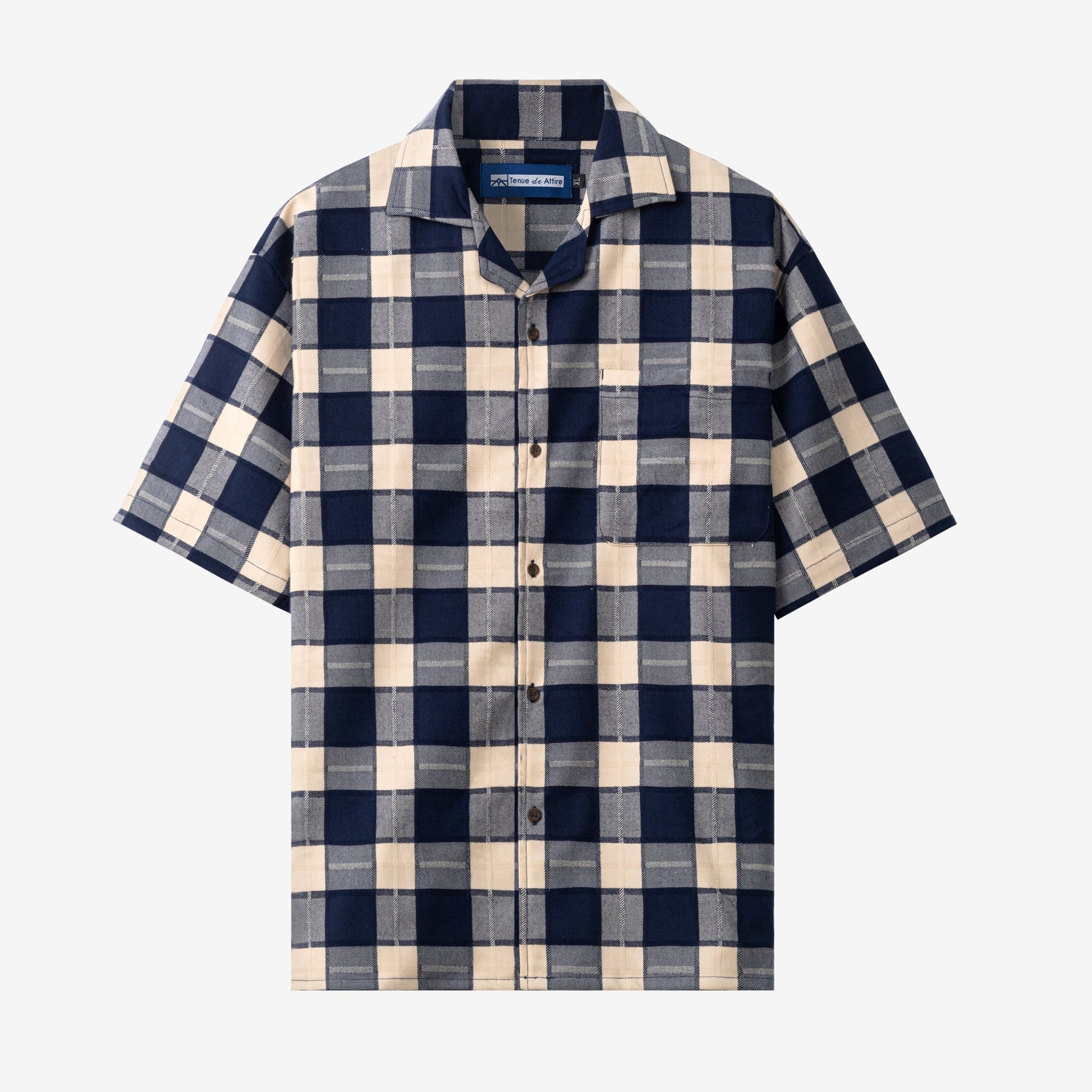 Kemeja Flanel Tenue de Attire - College Days Flannel Camp Collar - Navy ...