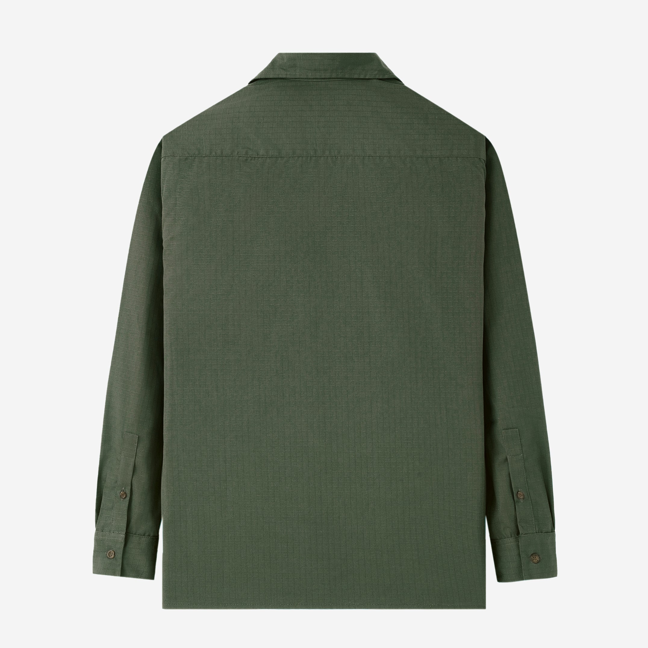 Breakfast Club Long Sleeve Camp Collar Shirt - Olive Ripstop