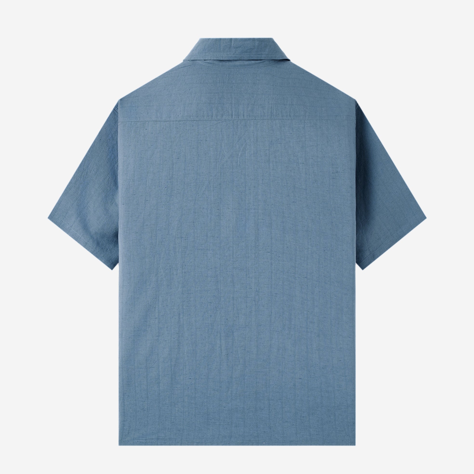 FACTORY SALE - Breakfast Club Short Sleeve Camp Collar Shirt - Blue Stripes