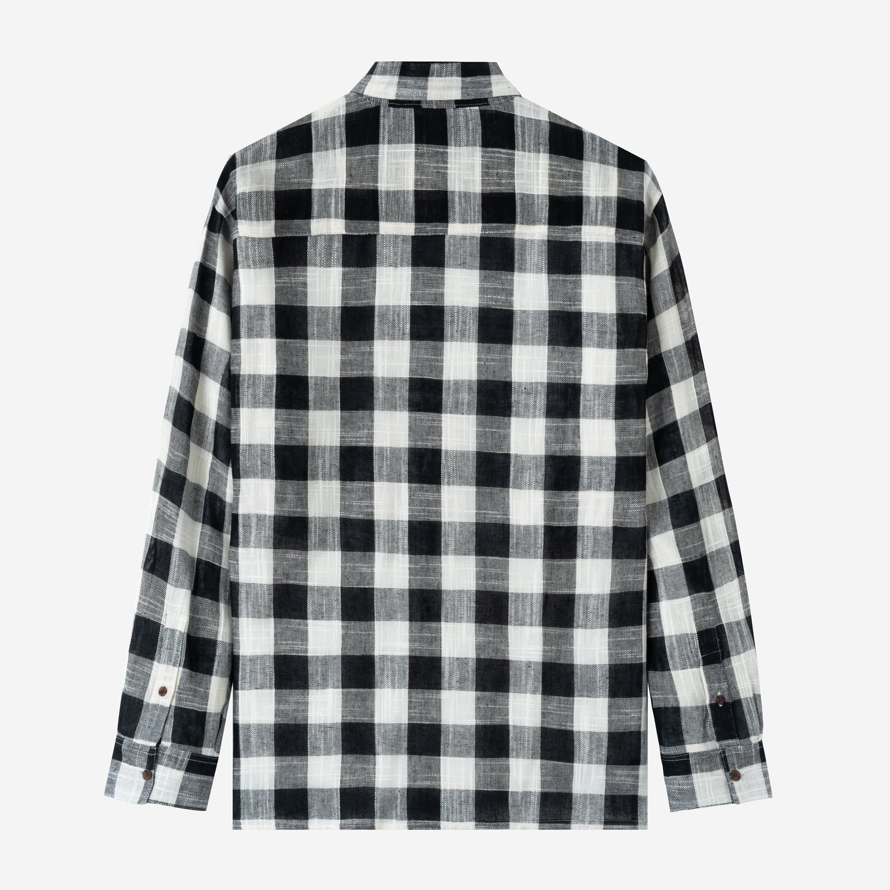 FACTORY SALE - Summer Classic Long Sleeve Shirt - White Black Square