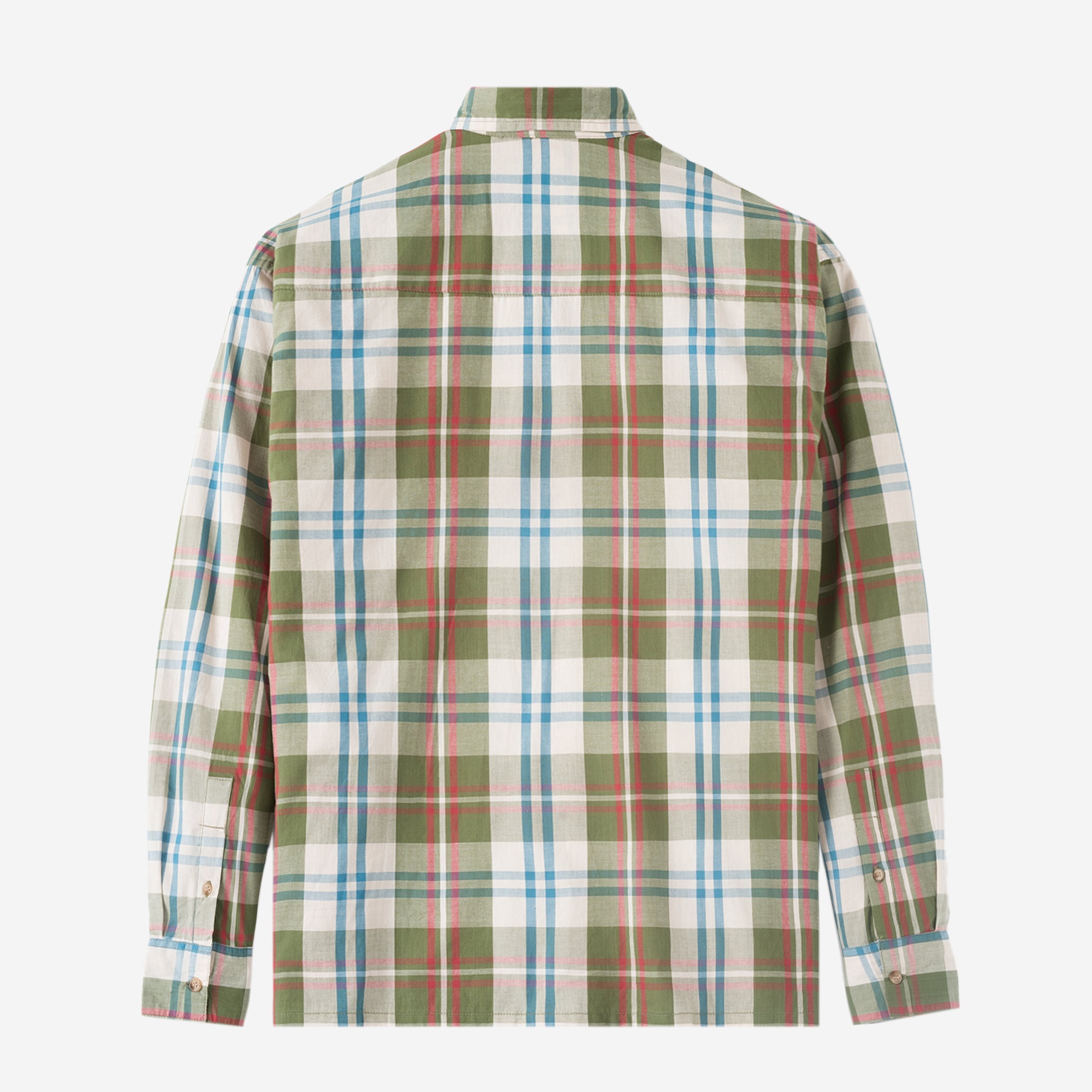 Office Hours Long Sleeve Shirt - Olive Blue Plaid