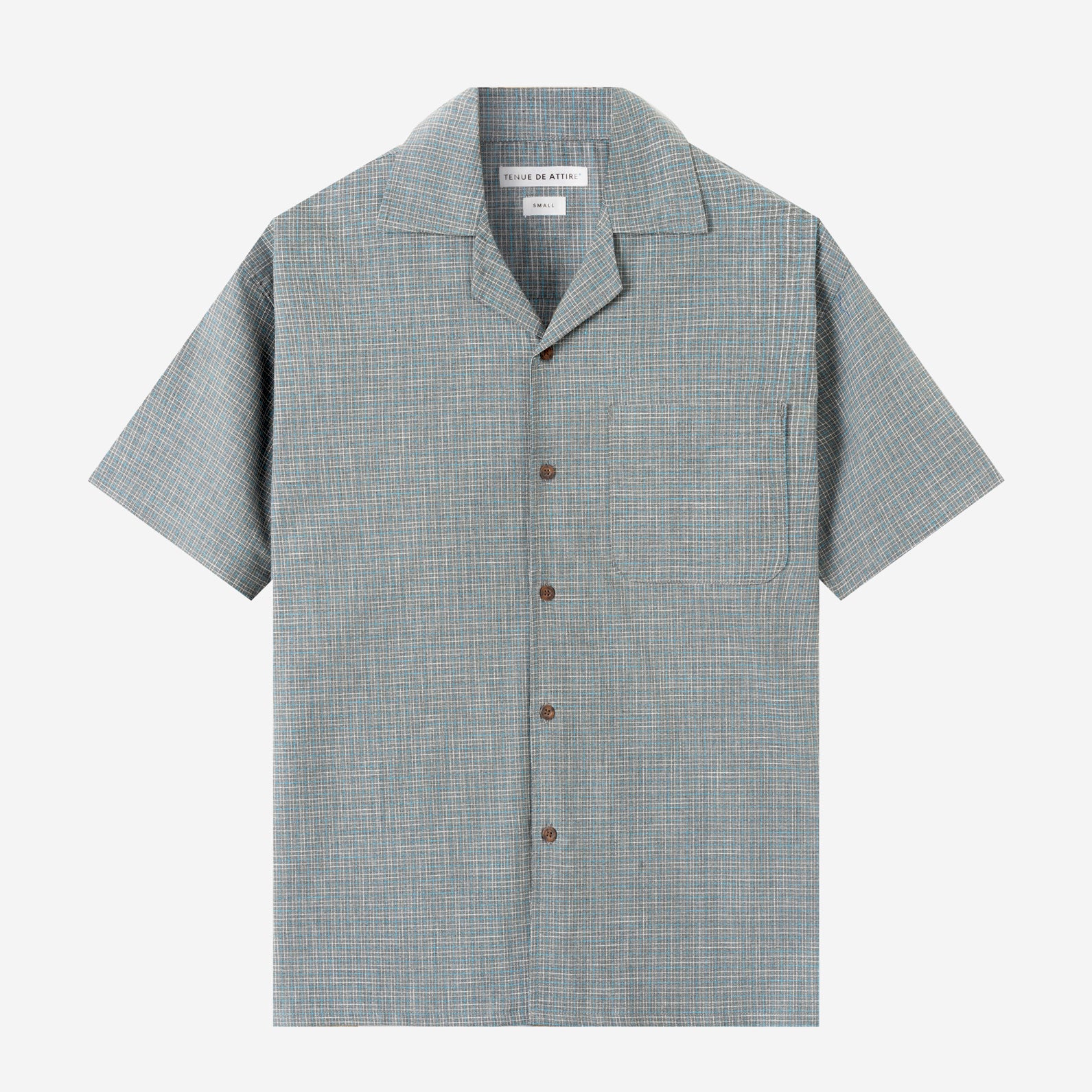 Day Trip Camp Collar Short Sleeve Shirt - Blue Grey Square