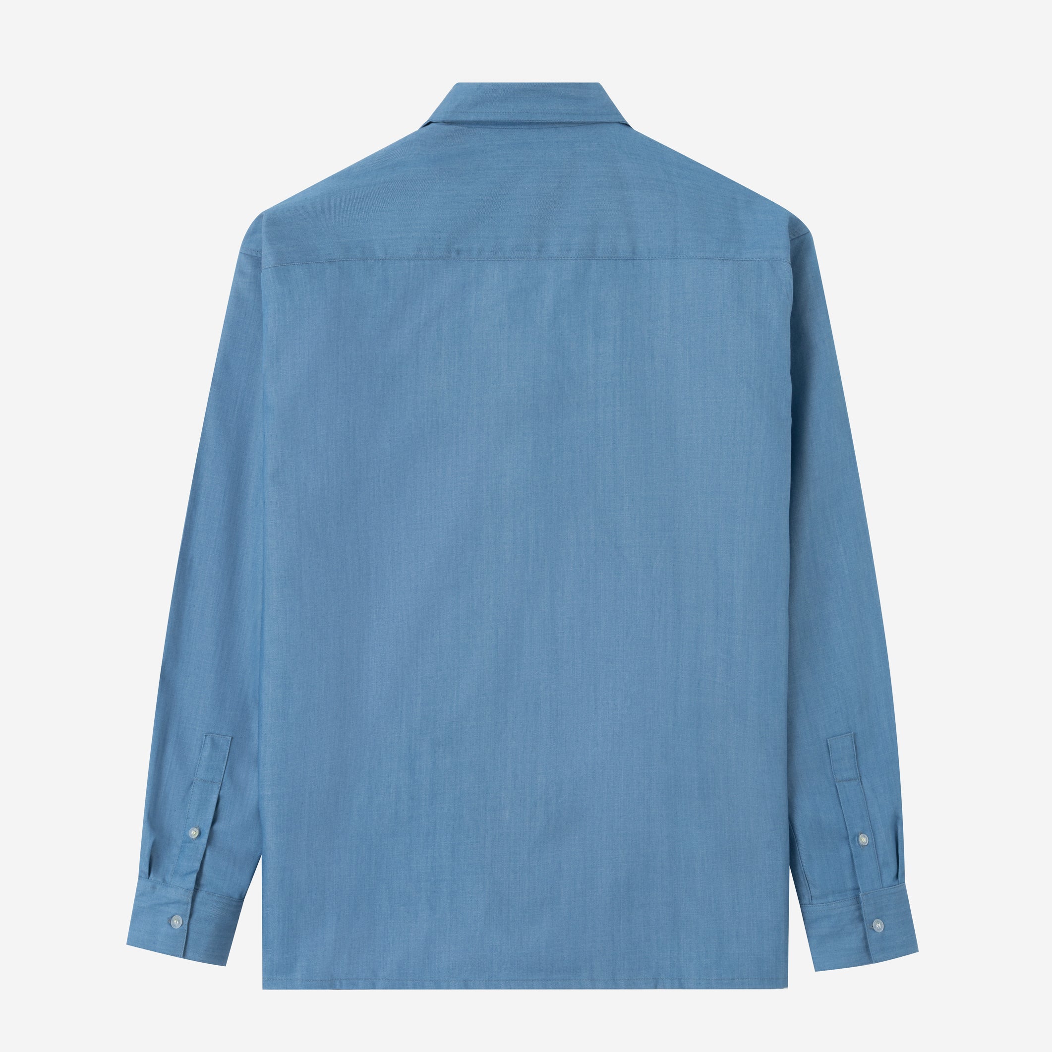 City Long Sleeve Camp Collar 2 Pocket Work Shirt - Blue