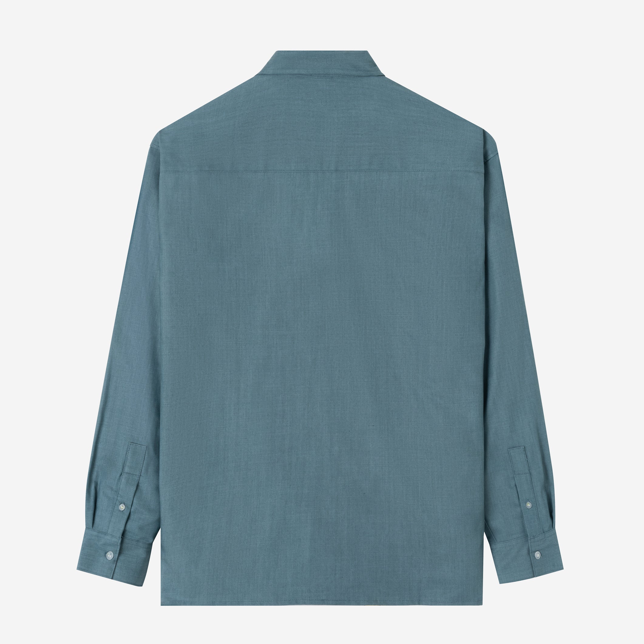 City Long Sleeve Camp Collar 2 Pocket Work Shirt - Sea Blue