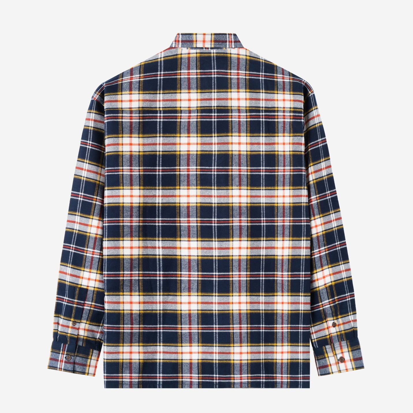 College Days Long Sleeve Plaid Shirt - Navy Yellow