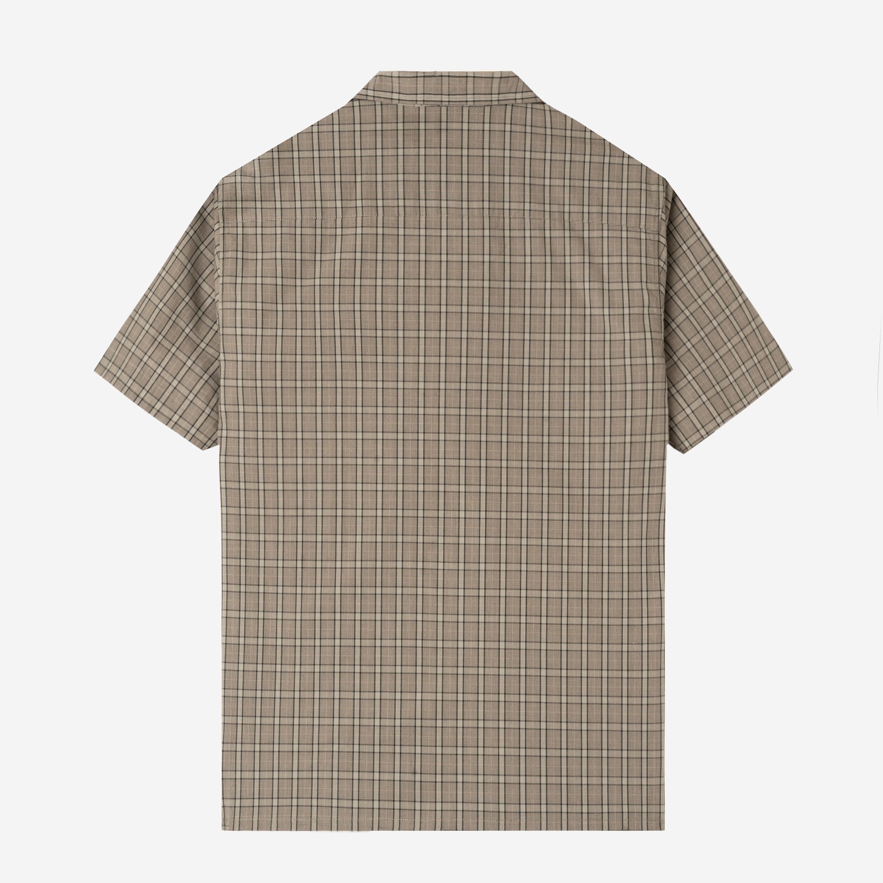 FACTORY SALE - Social Creatures Short Sleeve Camp Collar Plaid Shirt - Grey Beige