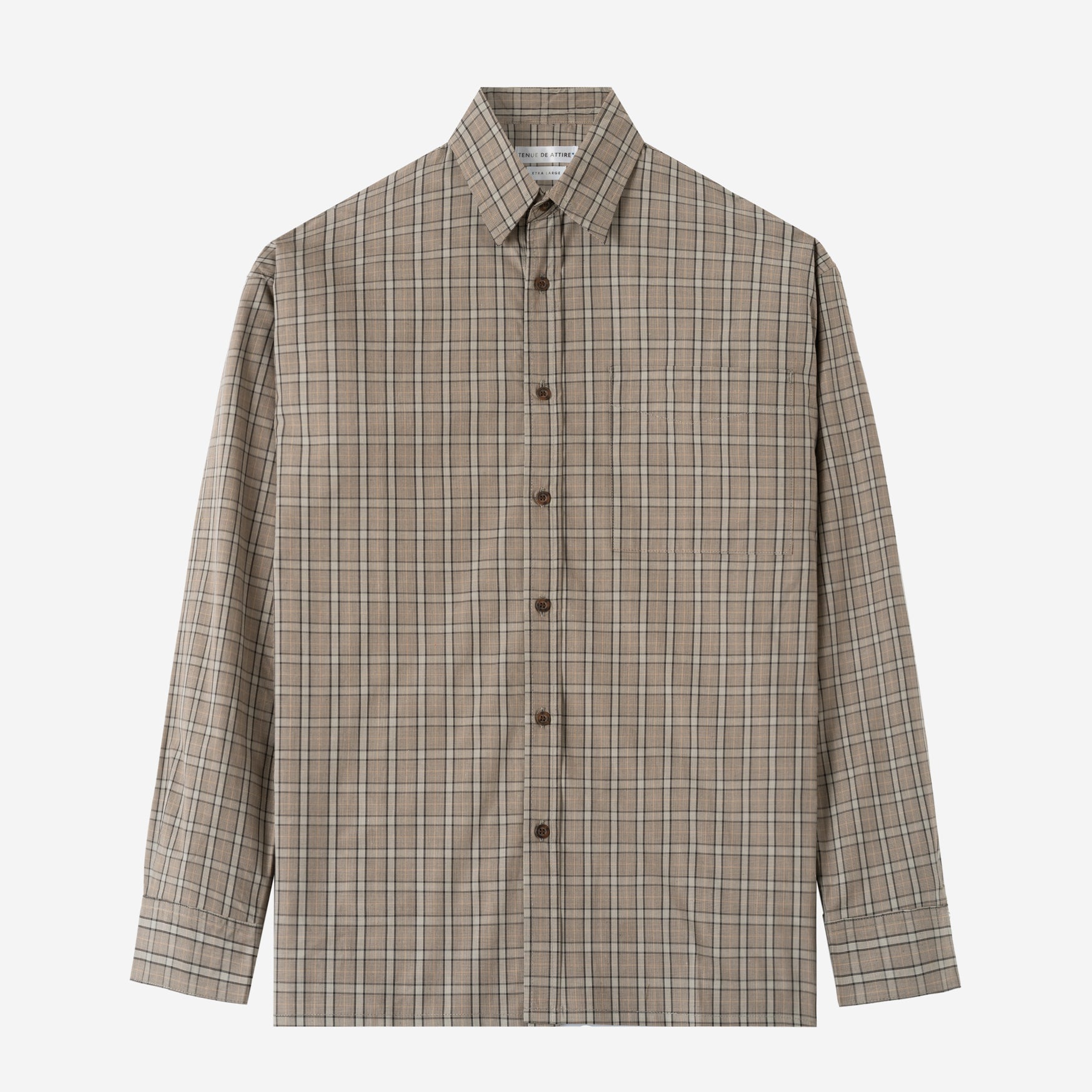 FACTORY SALE - Social Creatures Long Sleeve Plaid Shirt - Grey Beige