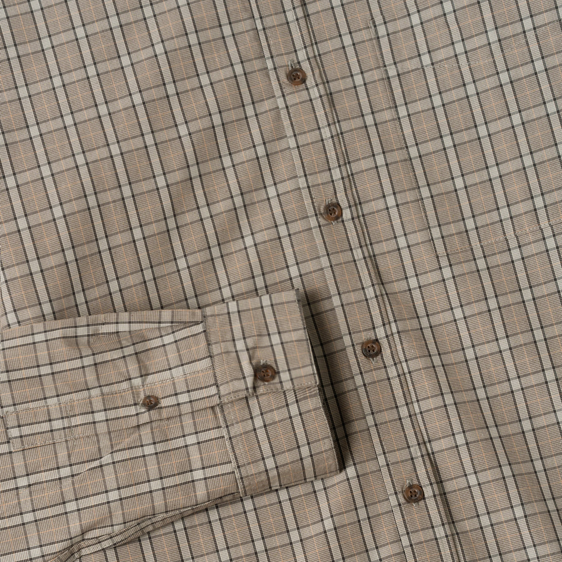 FACTORY SALE - Social Creatures Long Sleeve Plaid Shirt - Grey Beige