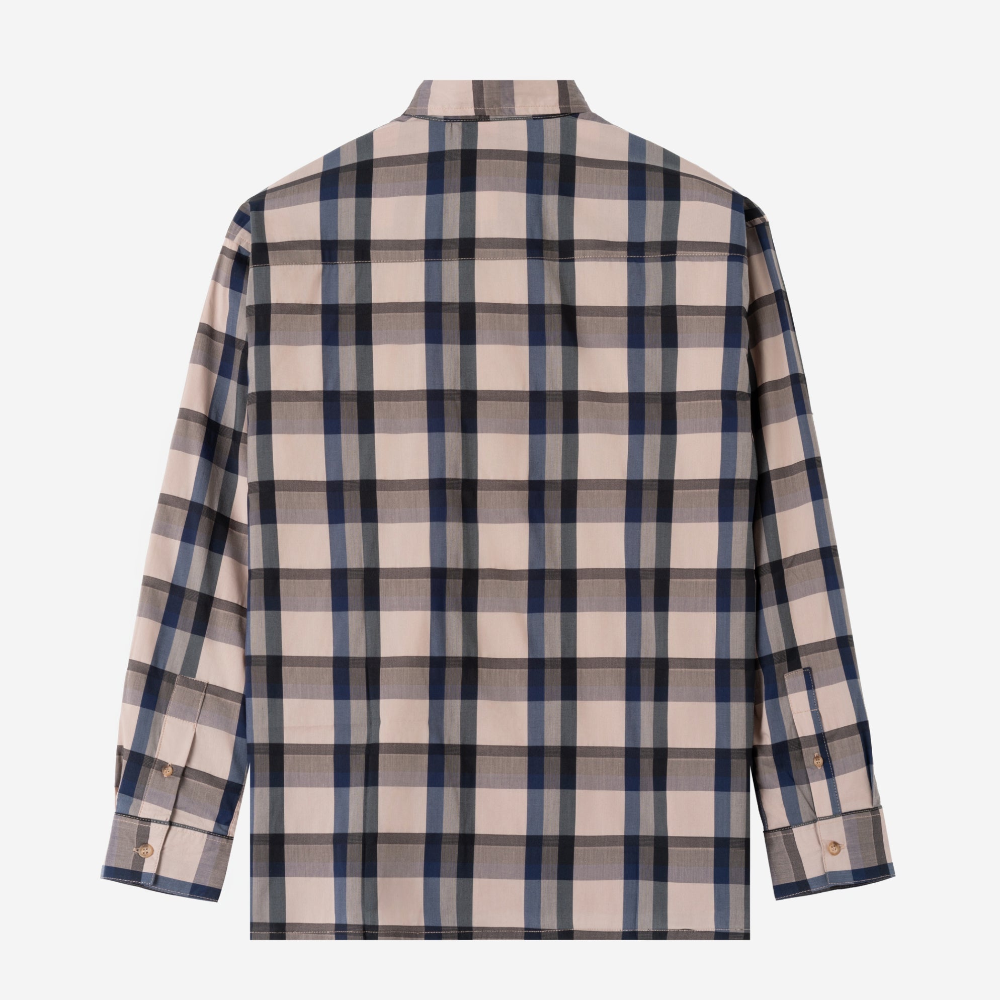 Social Creatures Long Sleeve Plaid Shirt - Navy Cream