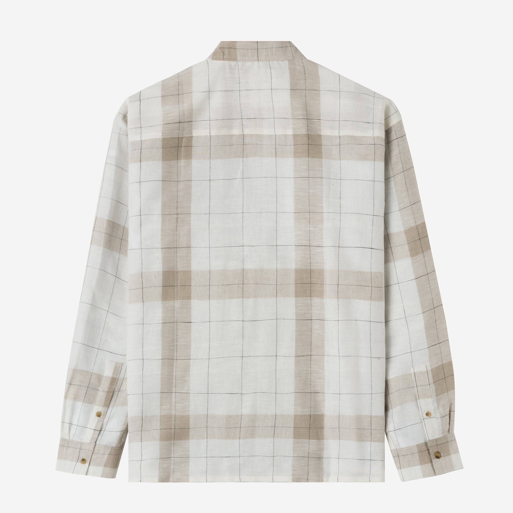 Sunny Vacation Long Sleeve Plaid Shirt - Beige White