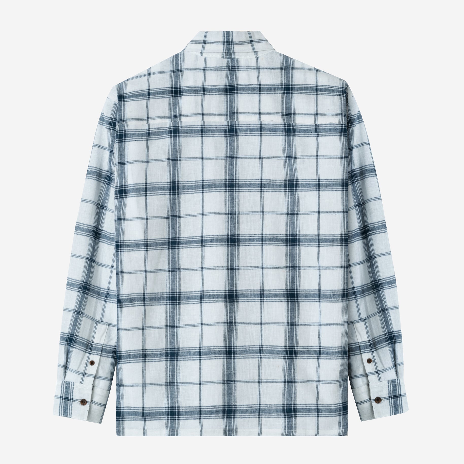 Sunny Vacation Long Sleeve Plaid Shirt - Navy White