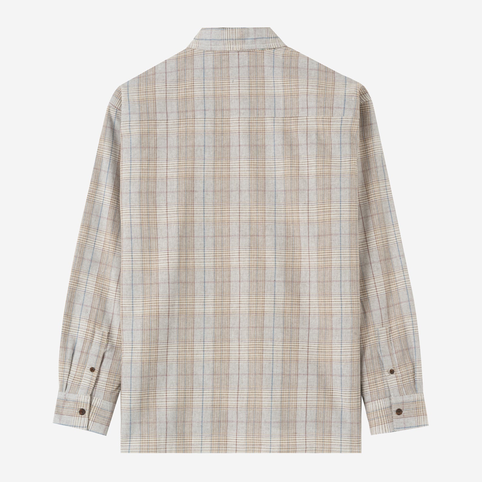 Sunny Vacation Long Sleeve Plaid Shirt - Grey Beige