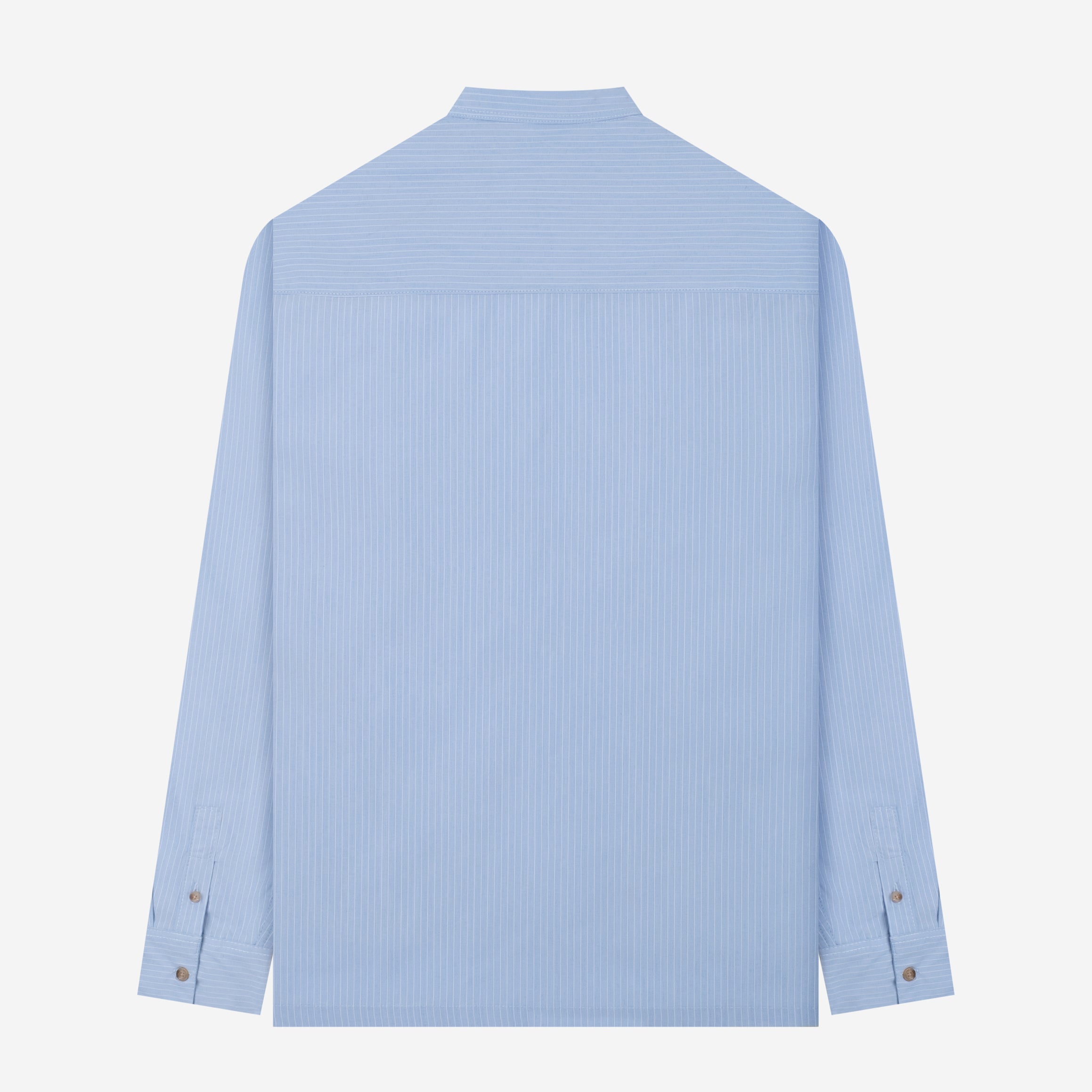 By The Hours Band Collar Long Sleeve Shirt Stripes Blue Sky