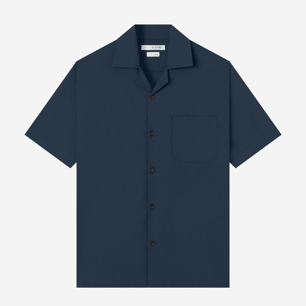 Kemeja Tenue de Attire - Crema Camp Collar - Dusk Navy