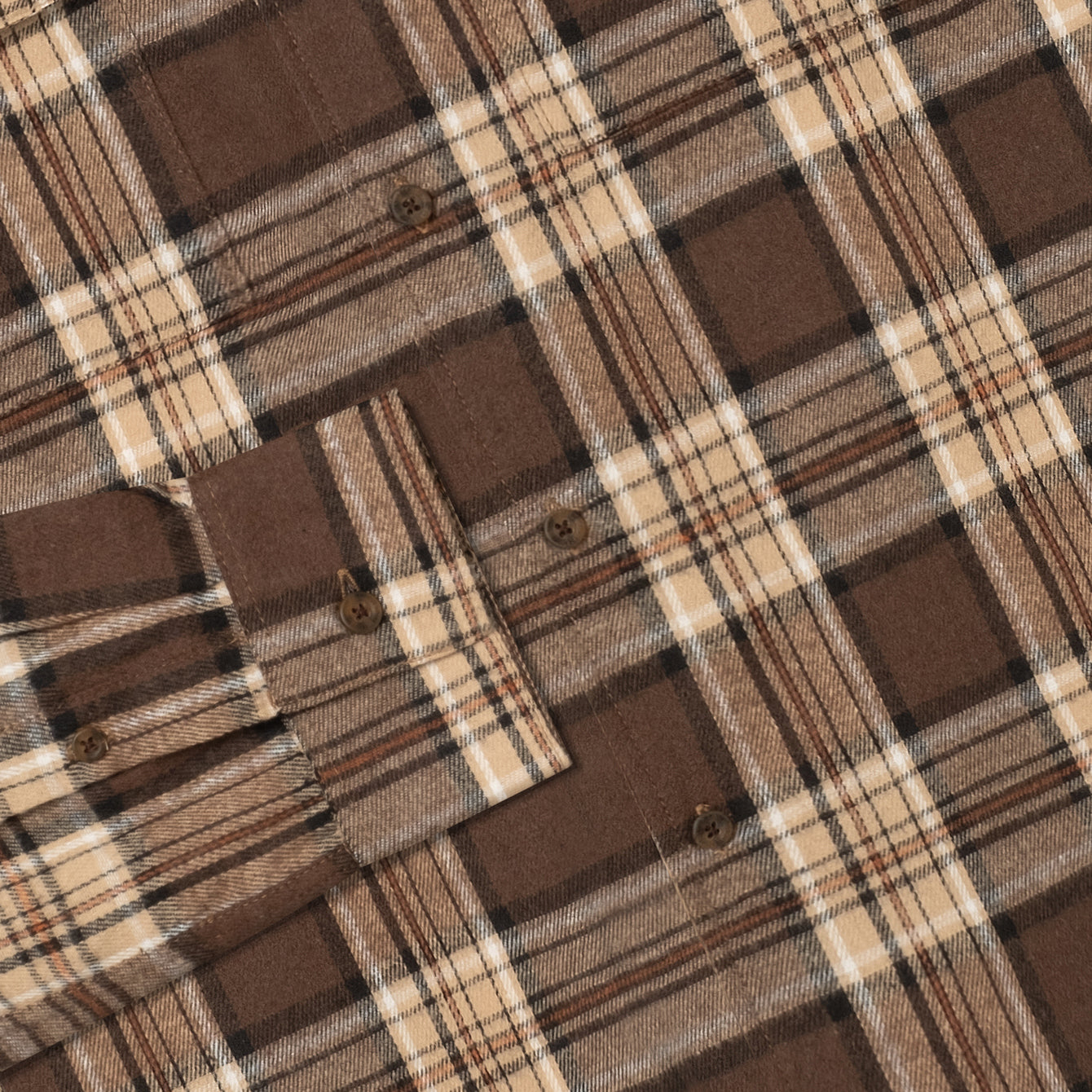 College Camp Collar Long Sleeve Shirt - Brown Khaki