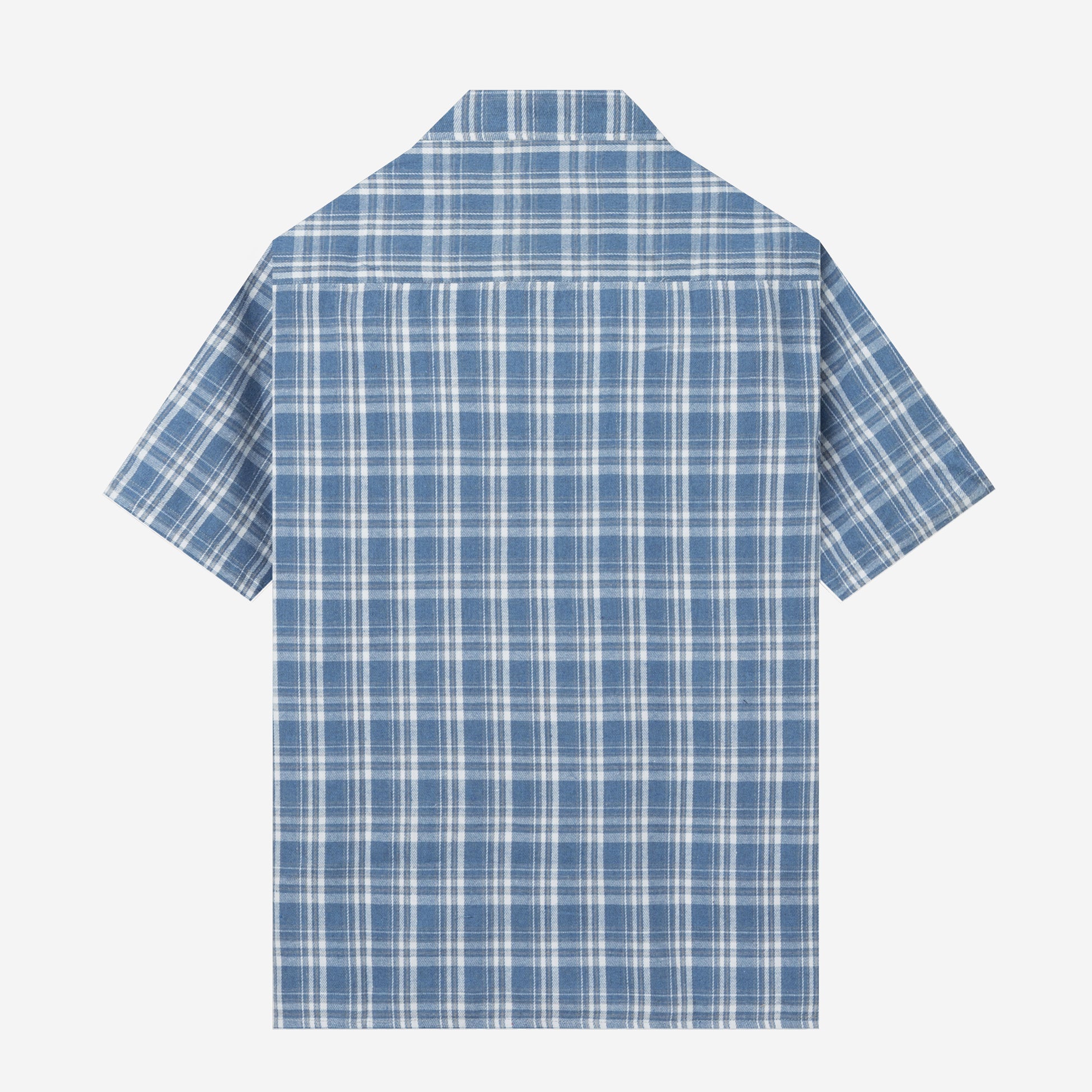 FACTORY SALE - College Camp Collar Short Sleeve Shirt - Blue White