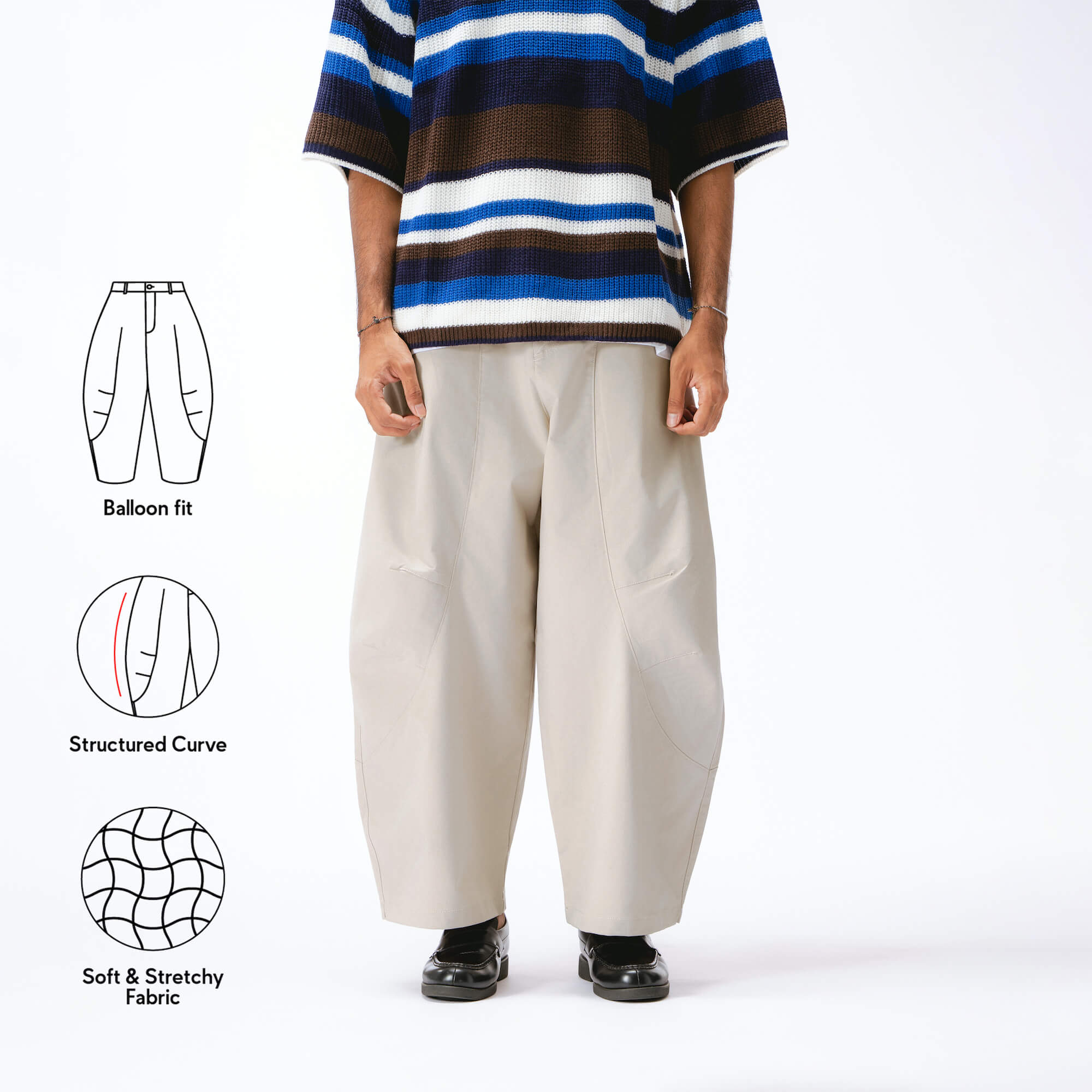 Parisian Barrel Pants - Cream