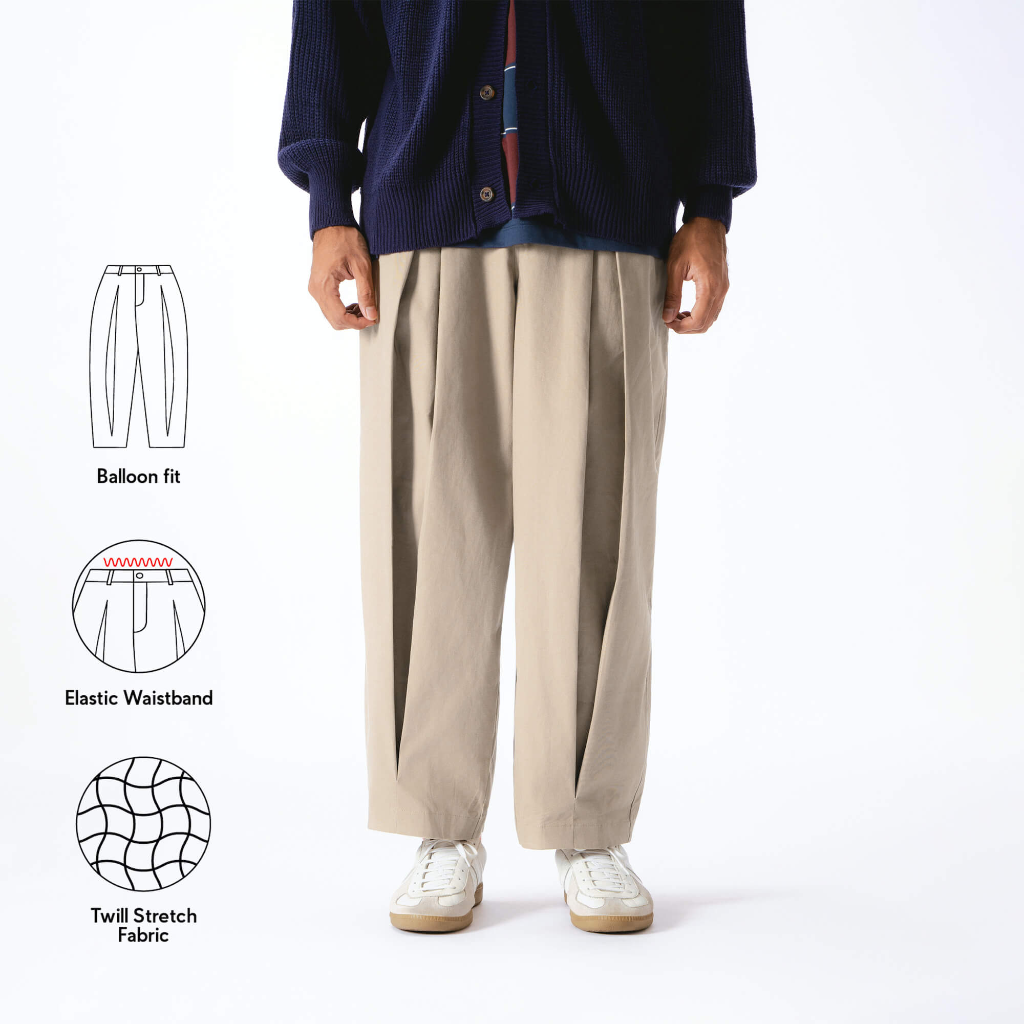 Parisian Pleats Pants - Beige