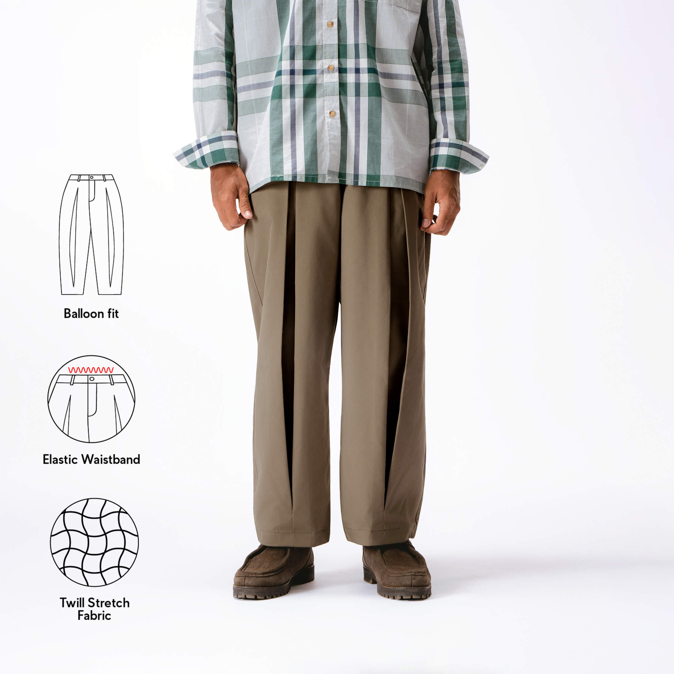 Parisian Pleats Pants - Khaki