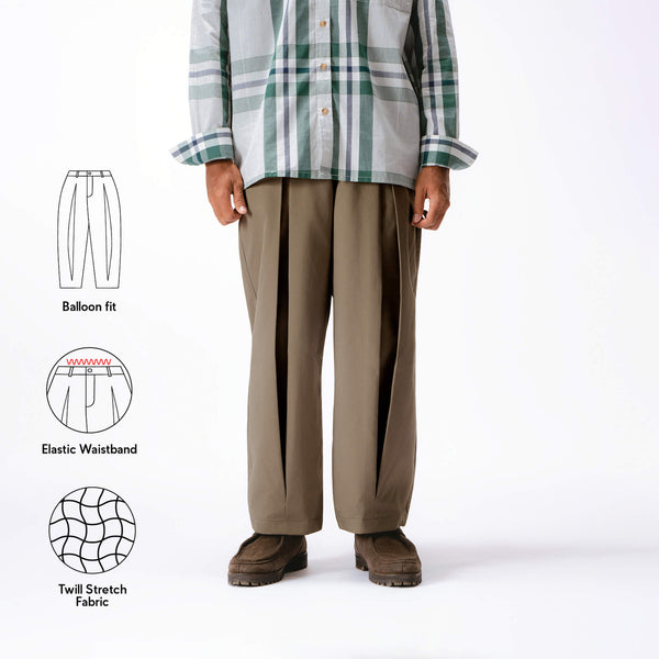 Parisian Pleats Pants - Khaki