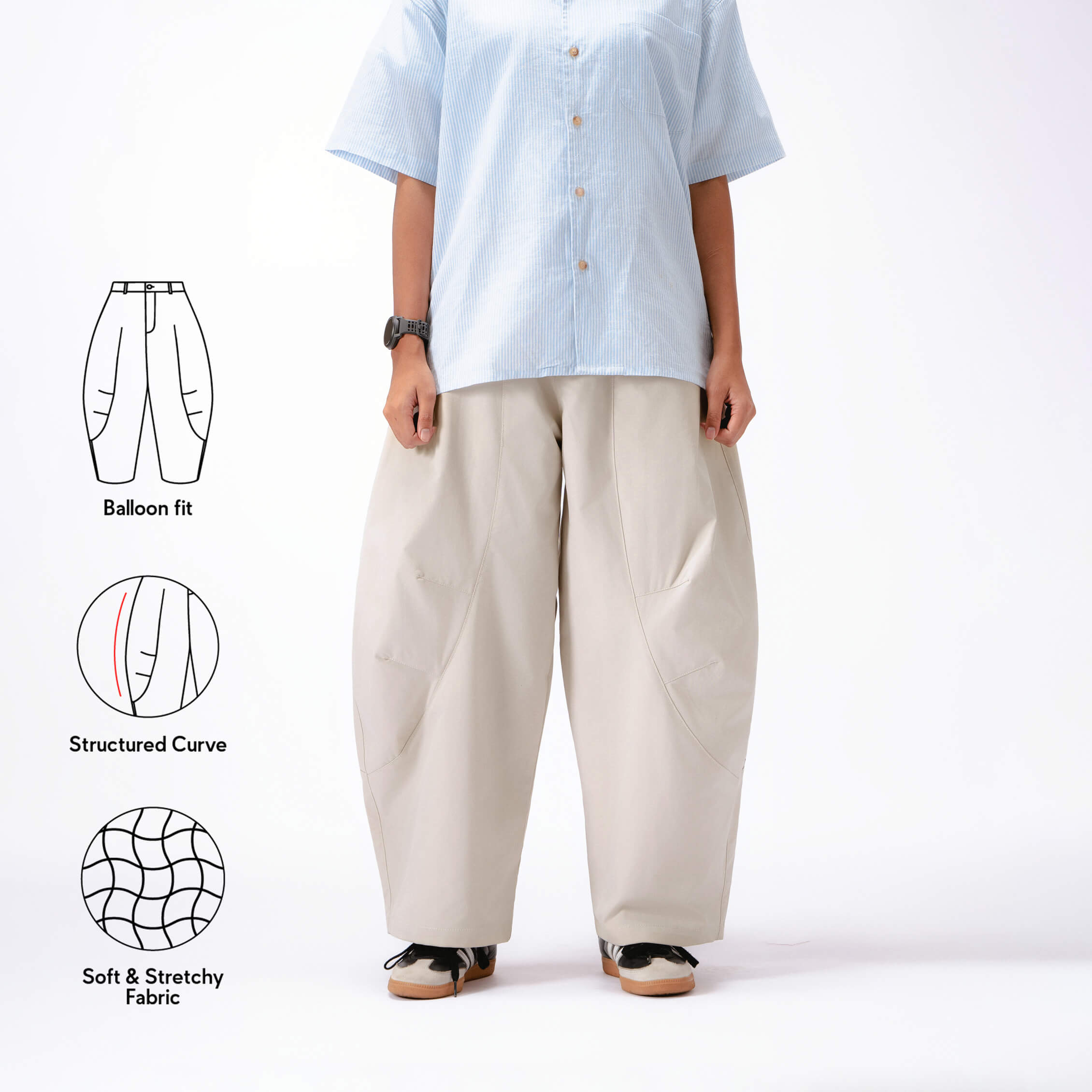 Women Parisian Barrel Pants - Cream