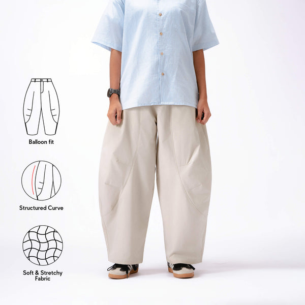 Women Parisian Barrel Pants - Cream