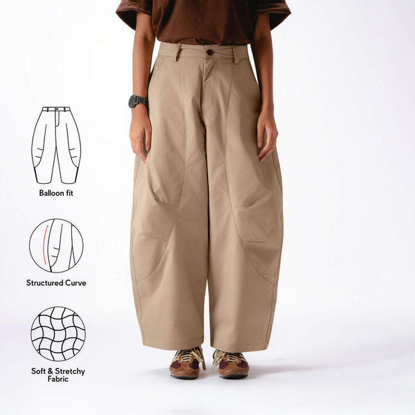 Women Parisian Barrel Pants - Light Khaki